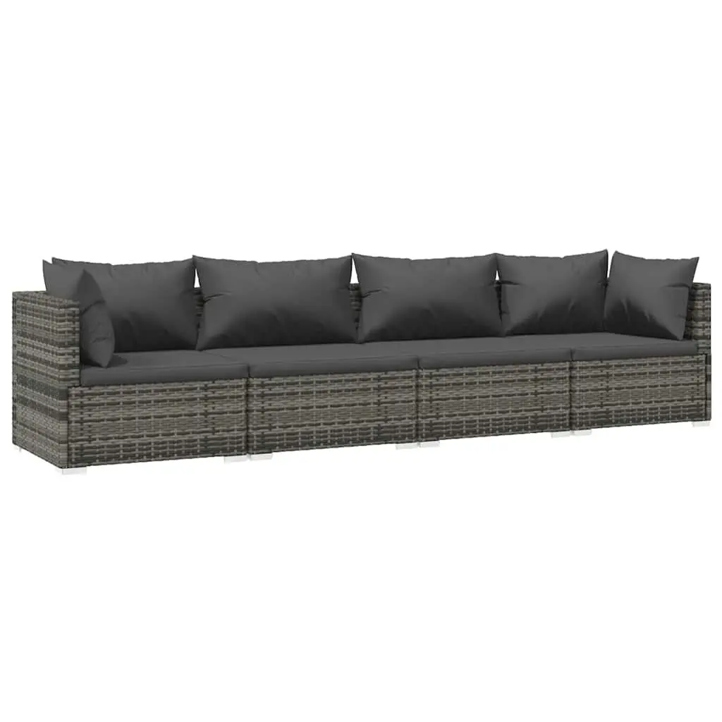 Modular Garden Lounge Set Outdoor Relaxation 4 Piece Grey Poly Rattan