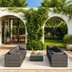 Comfortable and Practical 9-Piece Lounge Set in Grey