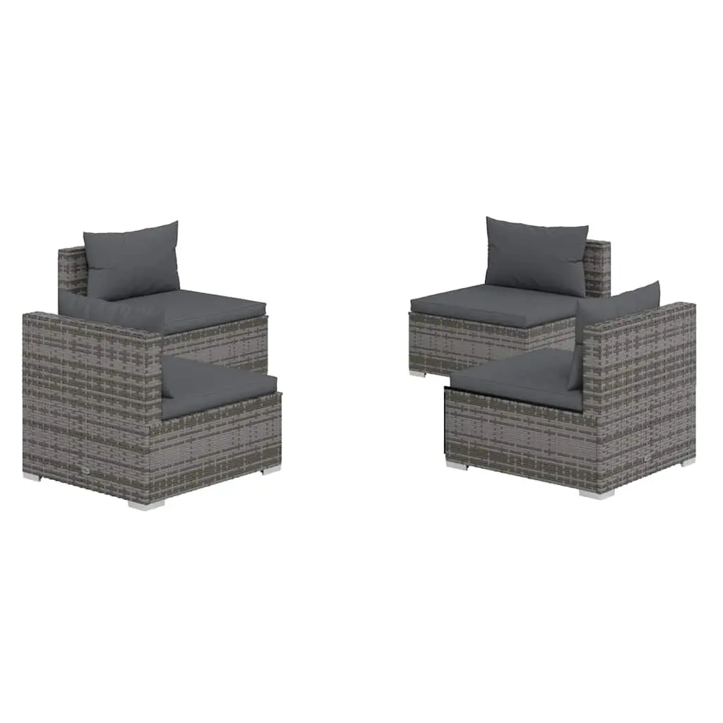 4 Piece Garden Lounge Set Modular Outdoor Patio Furniture Grey with Cushions