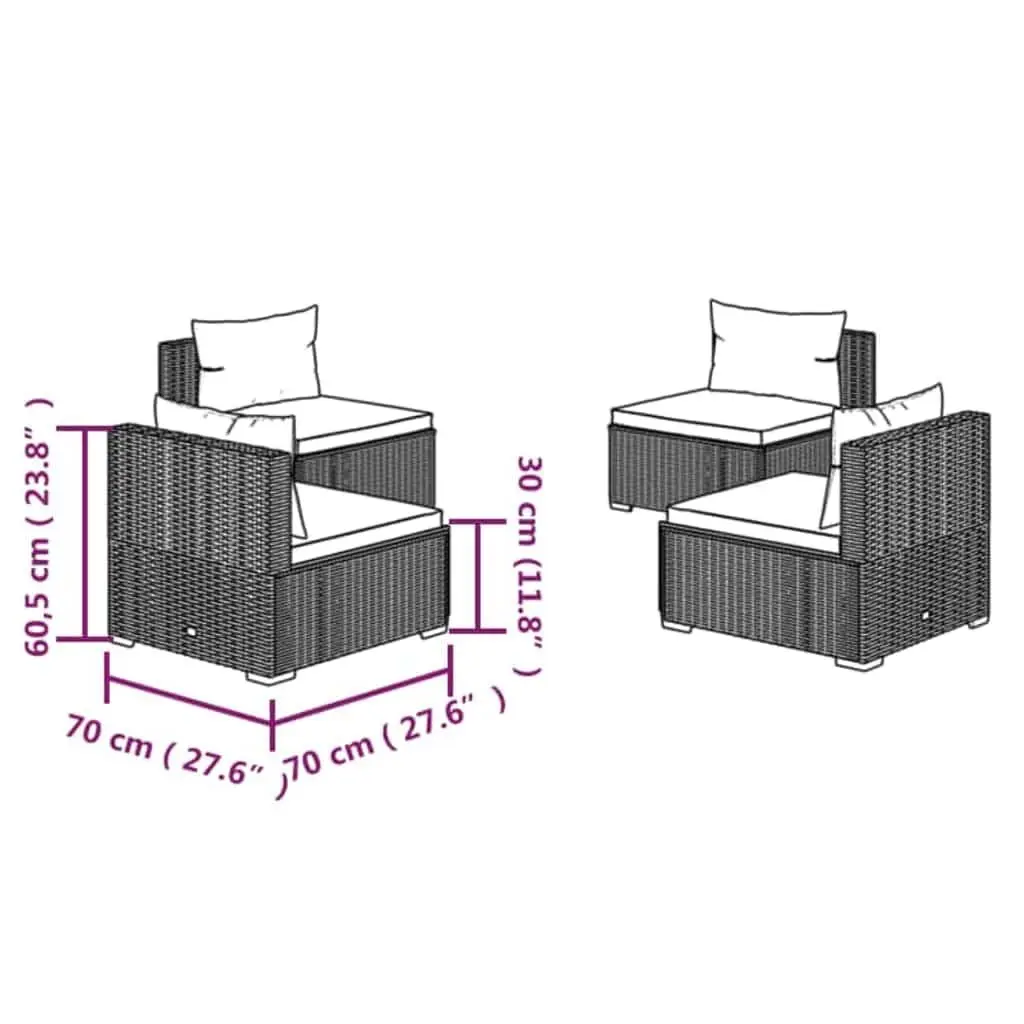 4 Piece Garden Lounge Set Modular Outdoor Patio Furniture Grey with Cushions