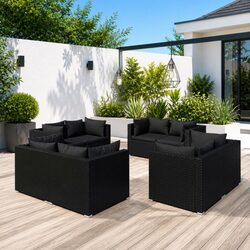 Comfortable 8-Piece Black Outdoor Lounge Set with Cushions