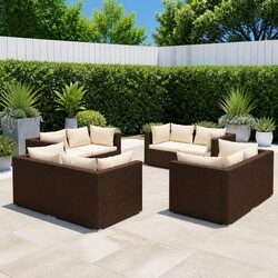 Comfortable 8 Piece Brown Outdoor Lounge Set