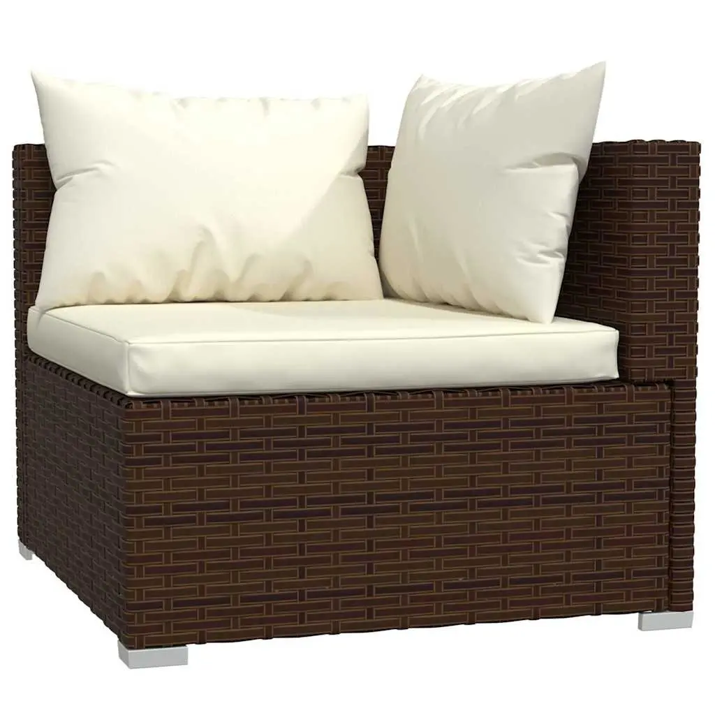 Garden Lounge Set 8 Piece Outdoor Furniture Modular Patio Brown Poly Rattan
