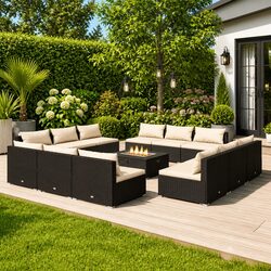 Reliable 12-Piece Poly Rattan Lounge Set for Your Garden