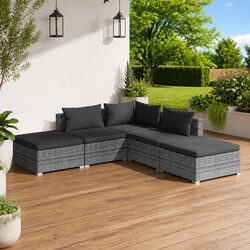 Reliable 5 Piece Garden Lounge Set with Removable Cushions