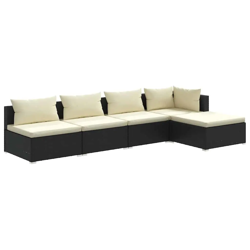 5 Piece Garden Lounge Set Outdoor Patio Furniture Modular Black