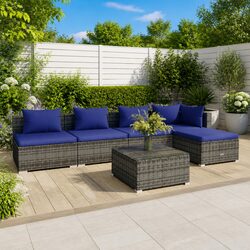 Comfortable 6 Piece Outdoor Rattan Sofa Set - Grey