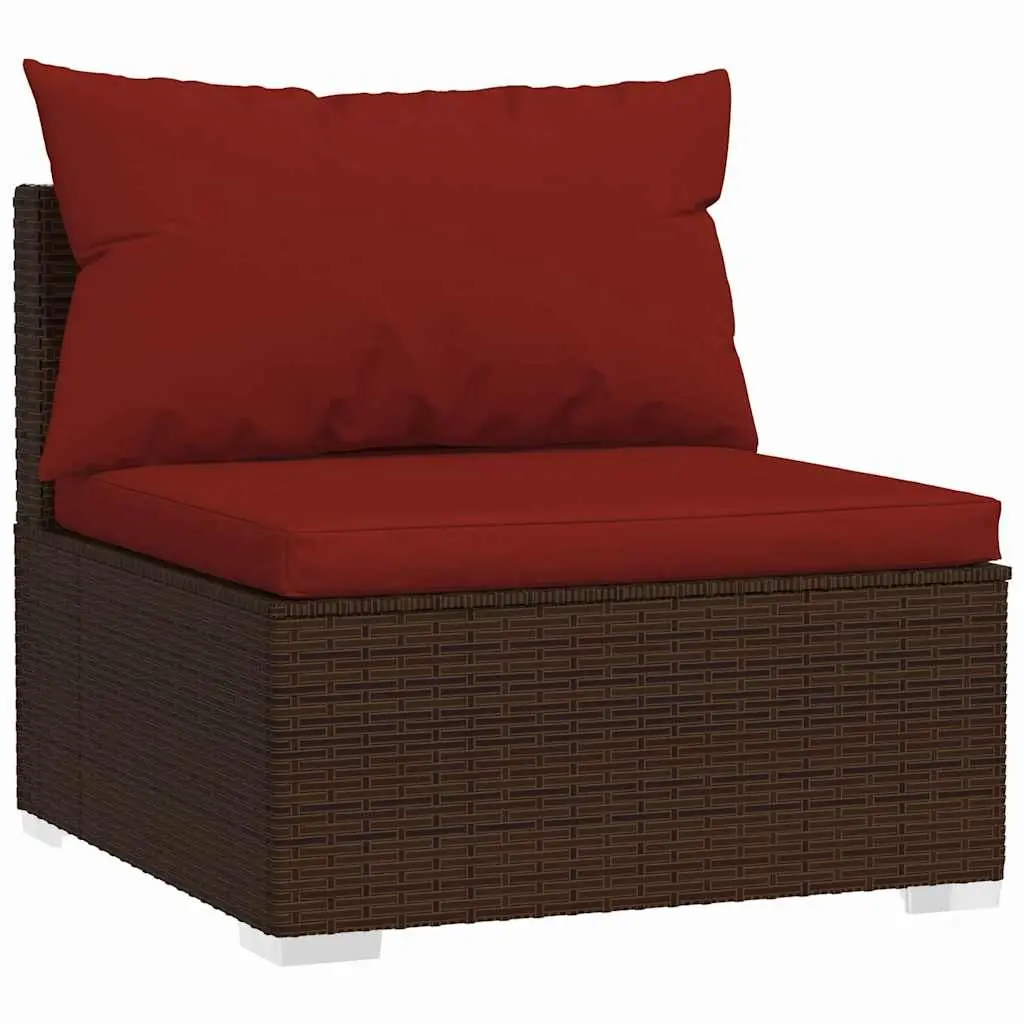 Garden Lounge Set 4 Piece Outdoor Patio Furniture Poly Rattan Brown Modular