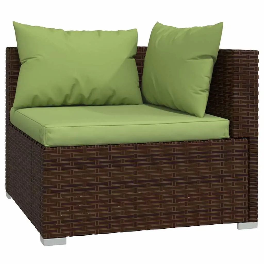 4 Piece Garden Lounge Set Outdoor Furniture Poly Rattan Brown Patio Sofa with
