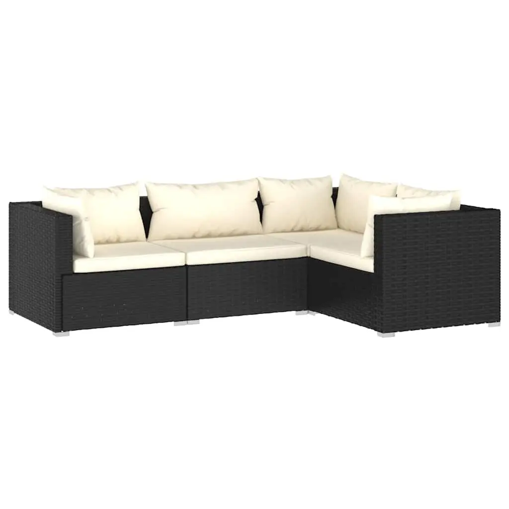 4 Piece Garden Lounge Set Outdoor Patio Furniture Modular Black