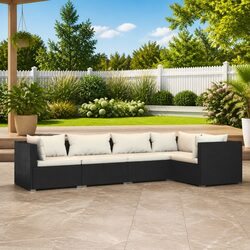 Value-Driven 5 Piece Black Modular Garden Lounge Set