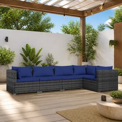 Practical 5-Piece Garden Lounge Set: Durable Grey Furniture with Cushions