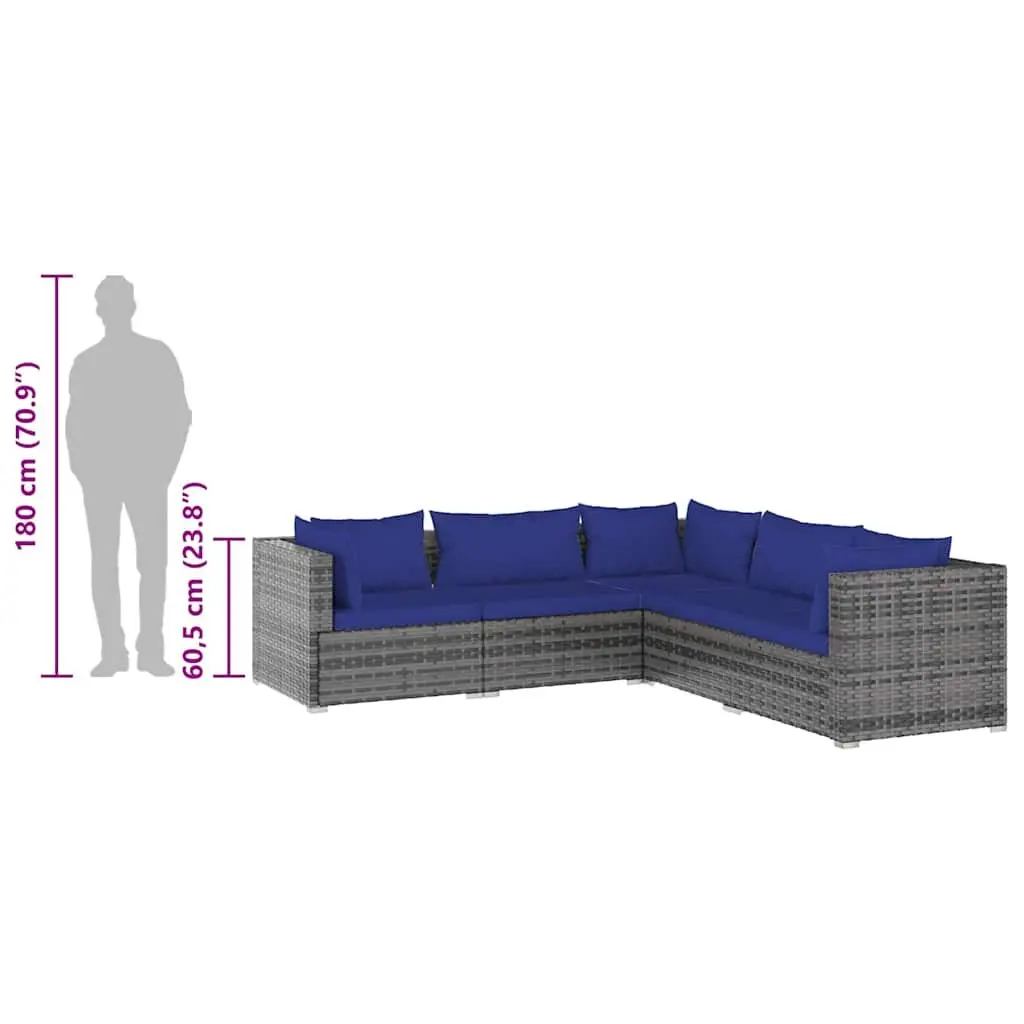 5-Piece Garden Lounge Set with Removable Cushions