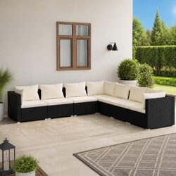 Warm and Durable 7-Piece Garden Lounge Set in Black
