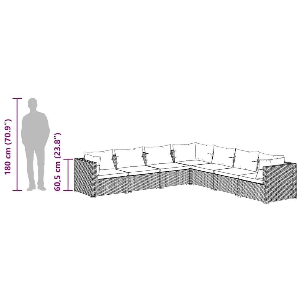 7 Piece Garden Lounge Set Outdoor Furniture Modular Patio Sofa Brown