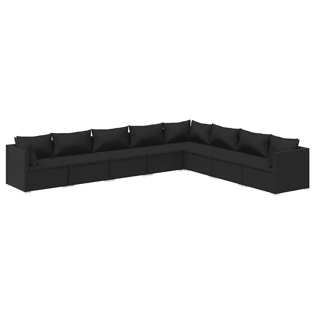 Black Rattan 8-Piece Garden Lounge Set