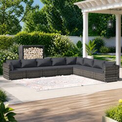 Comfortable 8-Piece Modular Garden Lounge Set in Grey