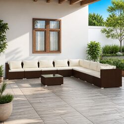 Practical 10-Piece Garden Lounge Set for Everyday Use