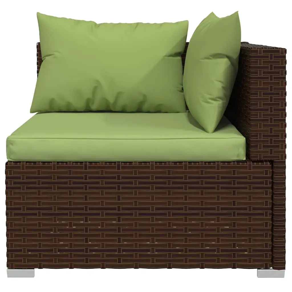 Garden Lounge Set Outdoor Patio Furniture 6 Piece Brown Poly Rattan with Cushions