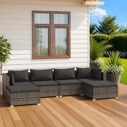 Comfortable 6 Piece Grey Lounge Set with Removable Cushions