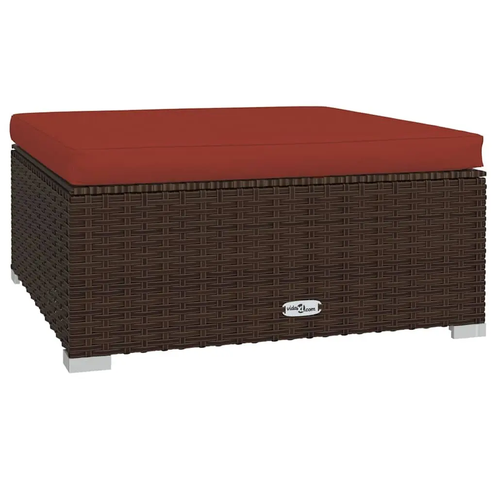 Garden Lounge Set Modular Outdoor Furniture 6 Piece Poly Rattan with Cushions Brown