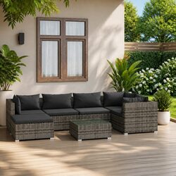 Comfortable 7 Piece Lounge Set in Grey - Practical Design