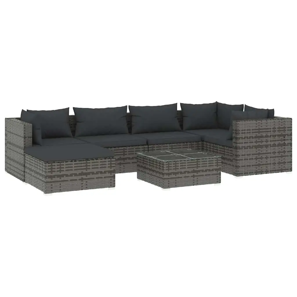 7 Piece Garden Lounge Set Modular Outdoor Furniture Grey