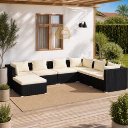 7-Piece Poly Rattan Lounge Set: Practical and Affordable