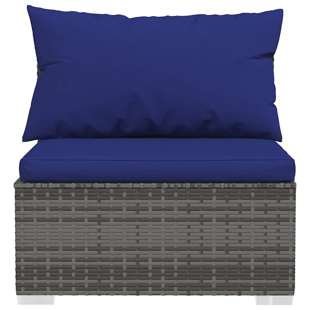 7 Piece Garden Lounge Set Poly Rattan Outdoor Patio Furniture with Cushions Grey
