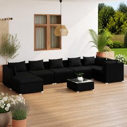 Comfortable 8-Piece Outdoor Lounge Set - Black