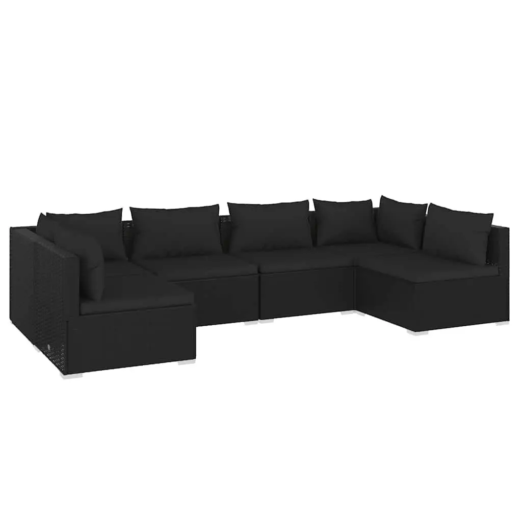 6 Piece Poly Rattan Lounge Set with Cushions