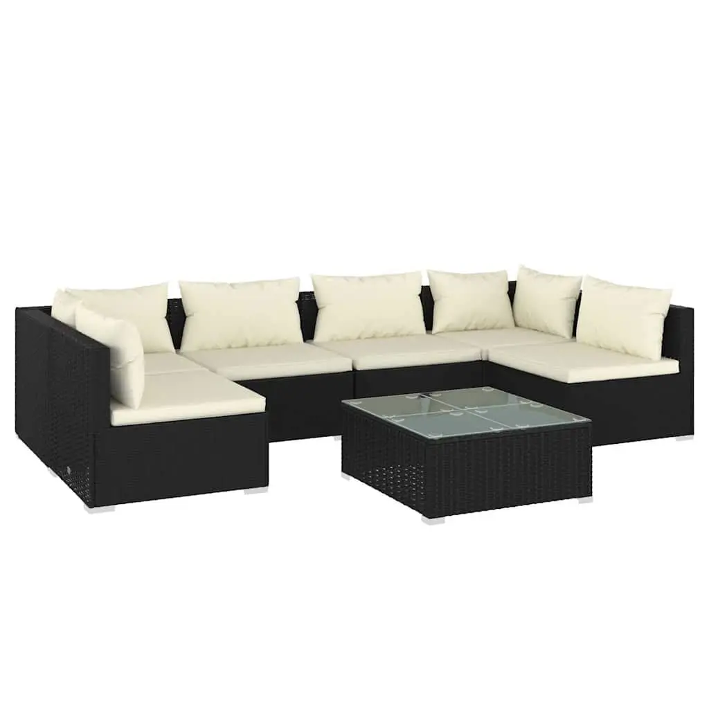 7 Piece Garden Lounge Set Outdoor Furniture Modular Patio Sofa Black