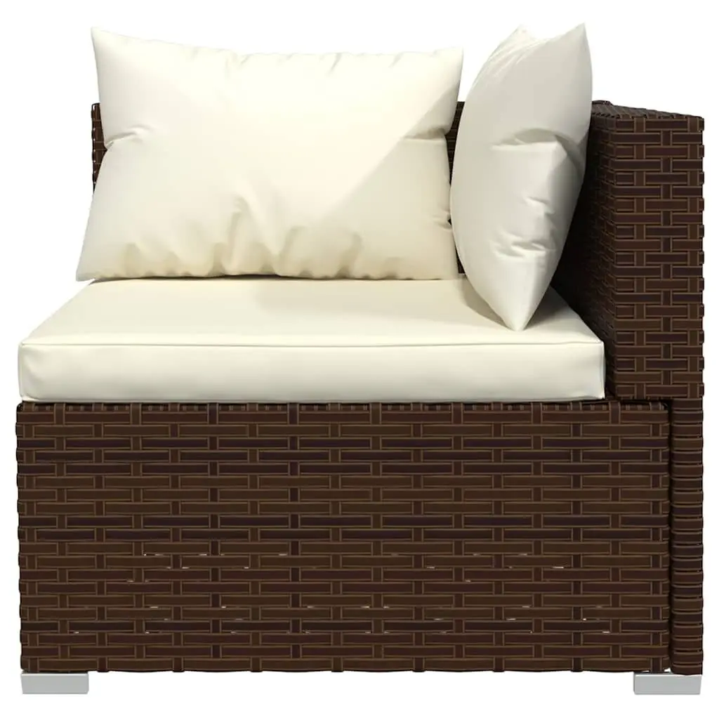 7 Piece Poly Rattan Garden Lounge Set Outdoor Furniture with Cushions Brown