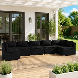 Reliable 7-Piece Lounge Set with Cushions for Outdoor Use