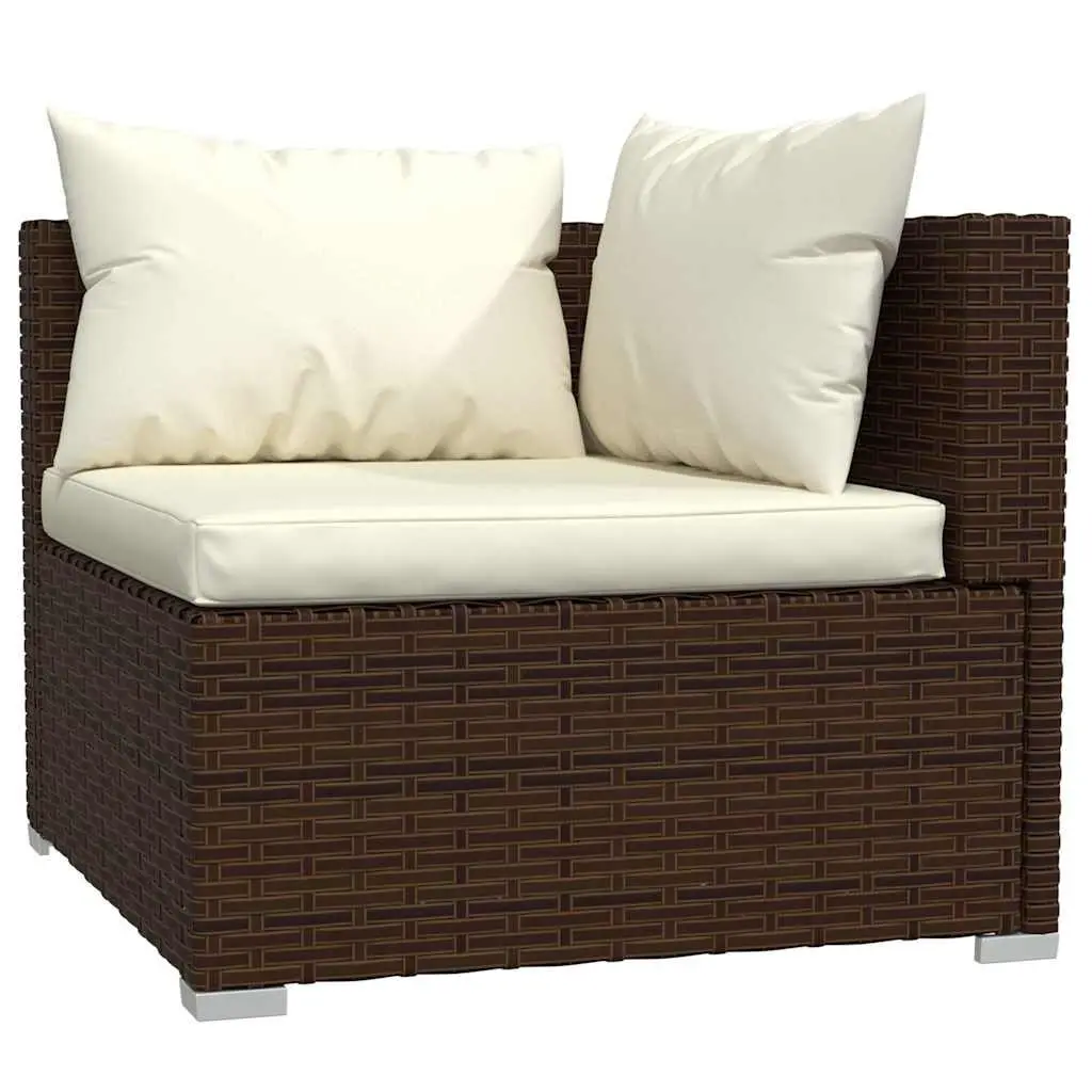 7 Piece Garden Lounge Set Outdoor Patio Furniture Poly Rattan Brown with