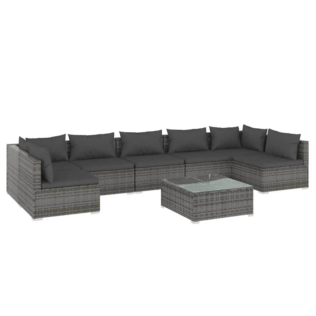 8-Piece Grey Lounge Set for Outdoor Comfort
