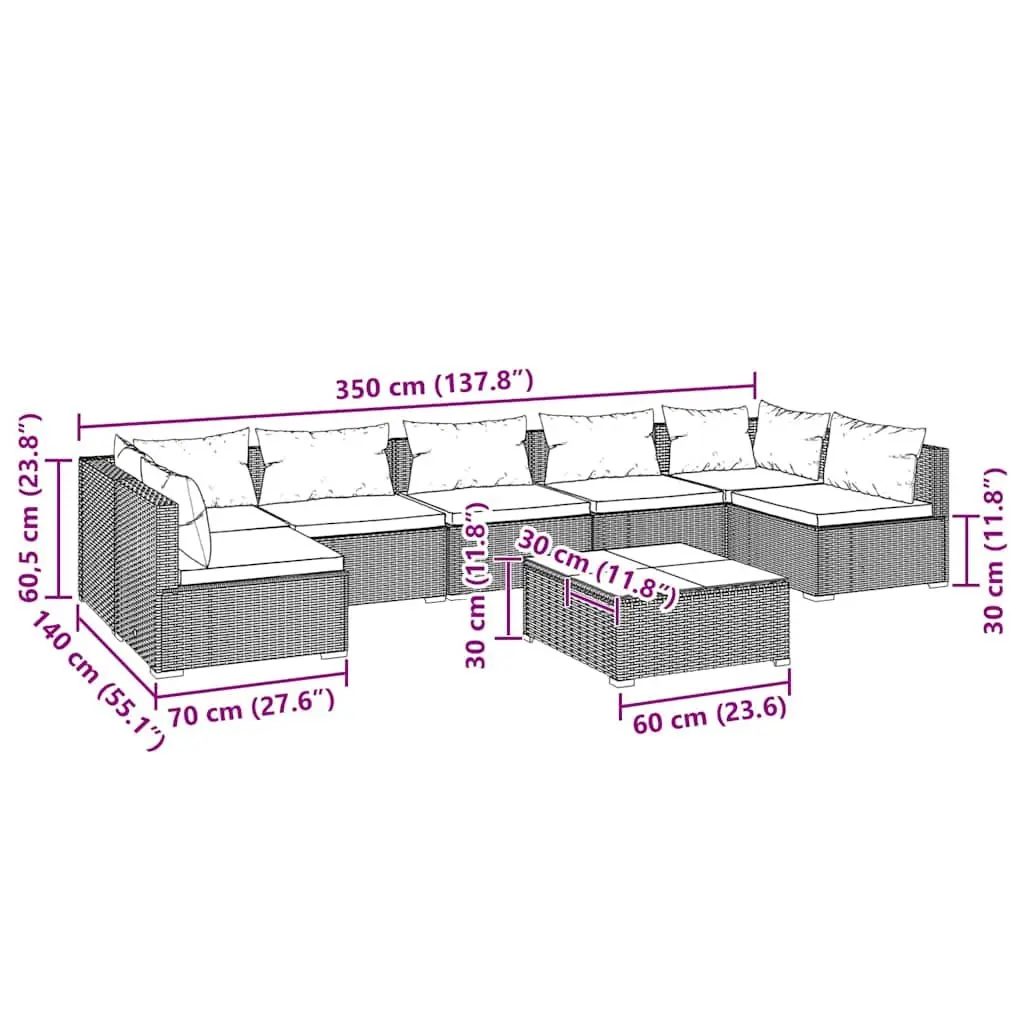 8-Piece Grey Lounge Set for Outdoor Comfort