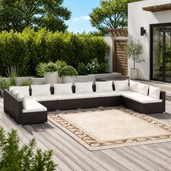 10-Piece Outdoor Lounge Set with Removable Cushions