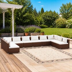 Comfortable 10-Piece Outdoor Lounge Set with Cushions