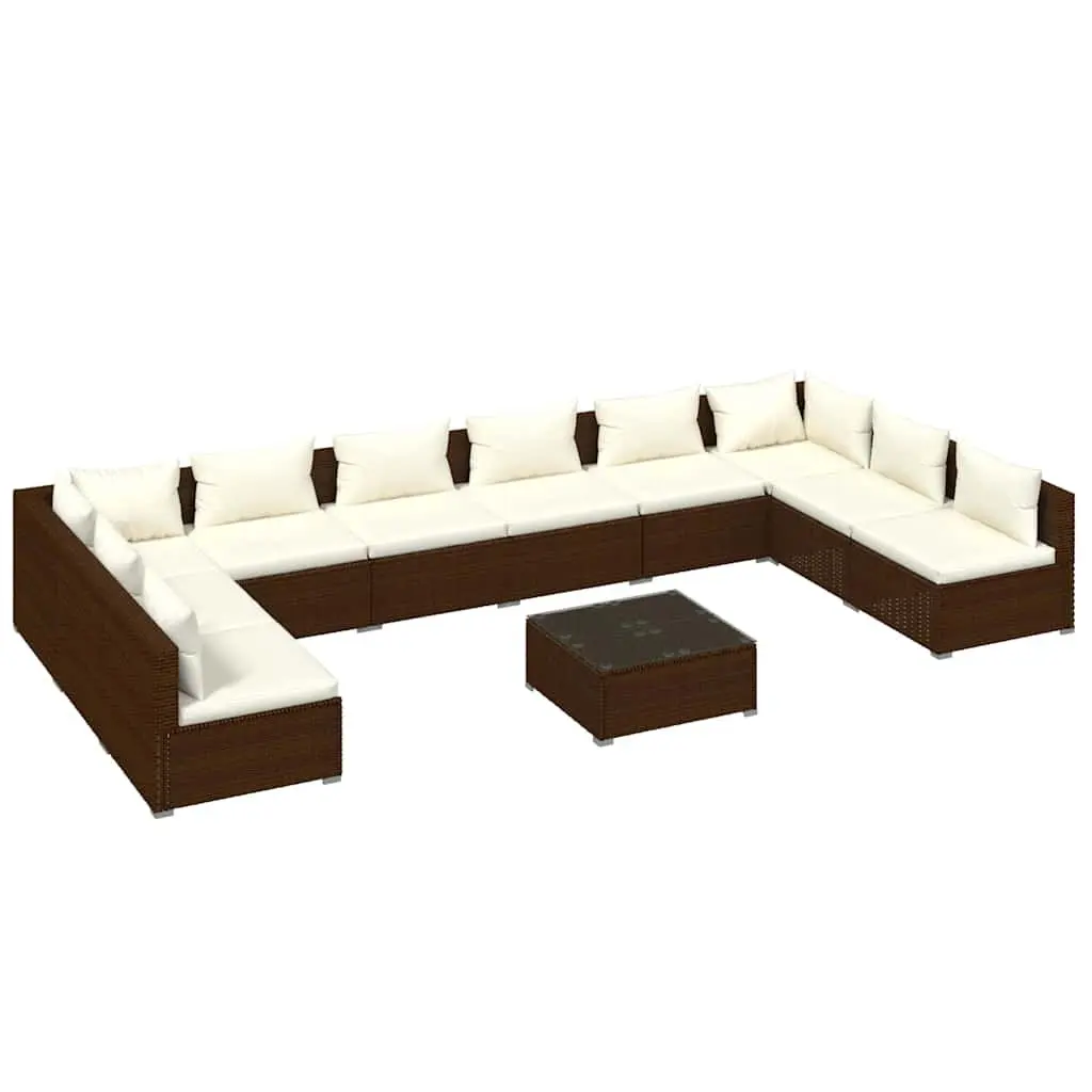 Garden Lounge Set 11 Piece Outdoor Furniture Modular Brown
