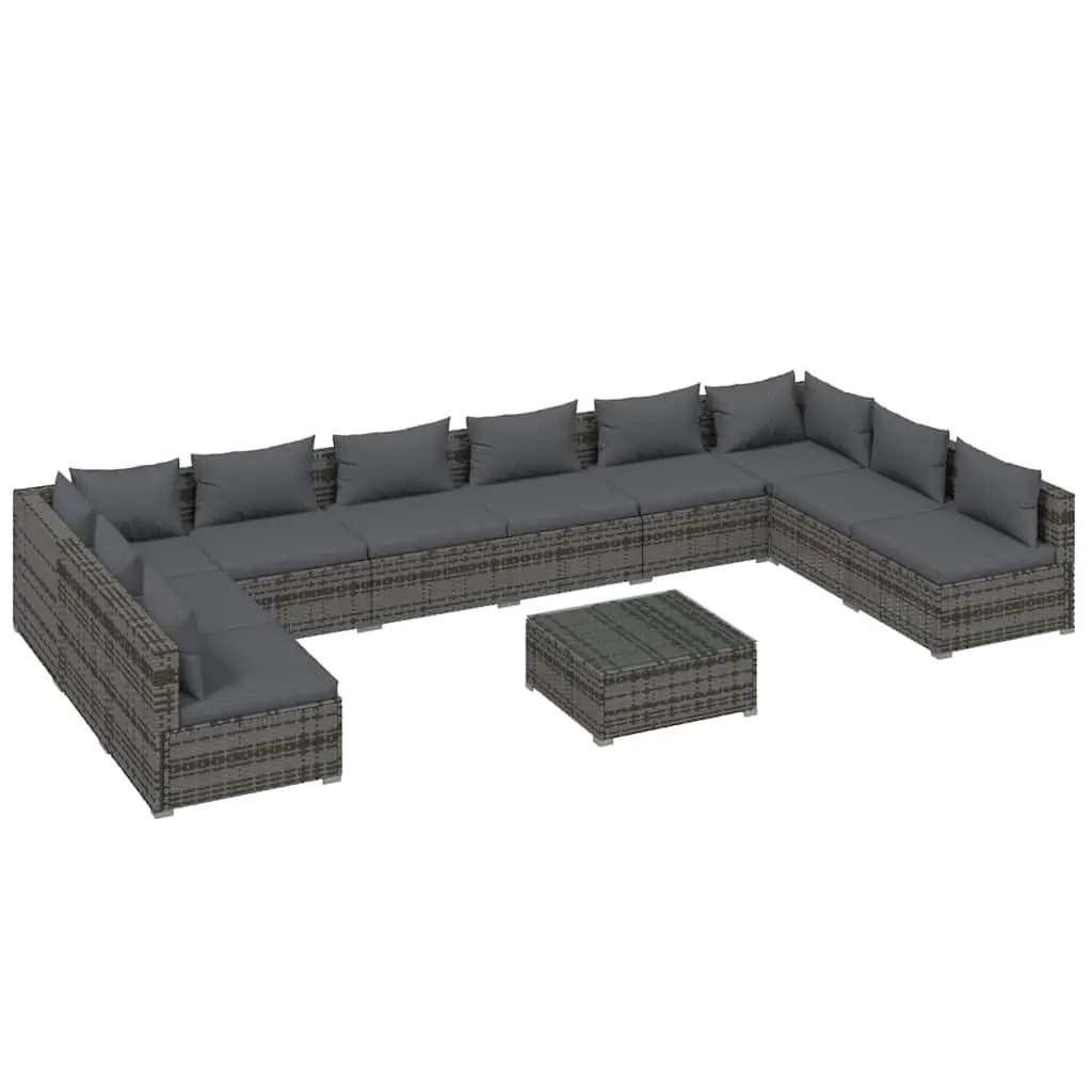 Garden Lounge Set 11 Piece Outdoor Furniture Modular Patio Grey
