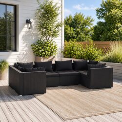 Comfortable 6 Piece Black Lounge Set for Your Garden