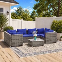 Comfortable 7-Piece Garden Lounge Set in Grey