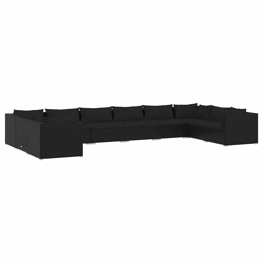10 Piece Garden Lounge Set Modular Outdoor Furniture Black
