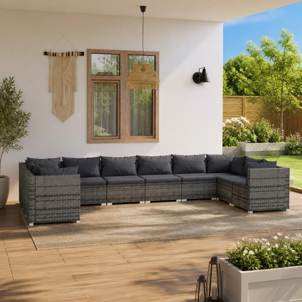 10 Piece Garden Lounge Set Modular Outdoor Furniture Grey
