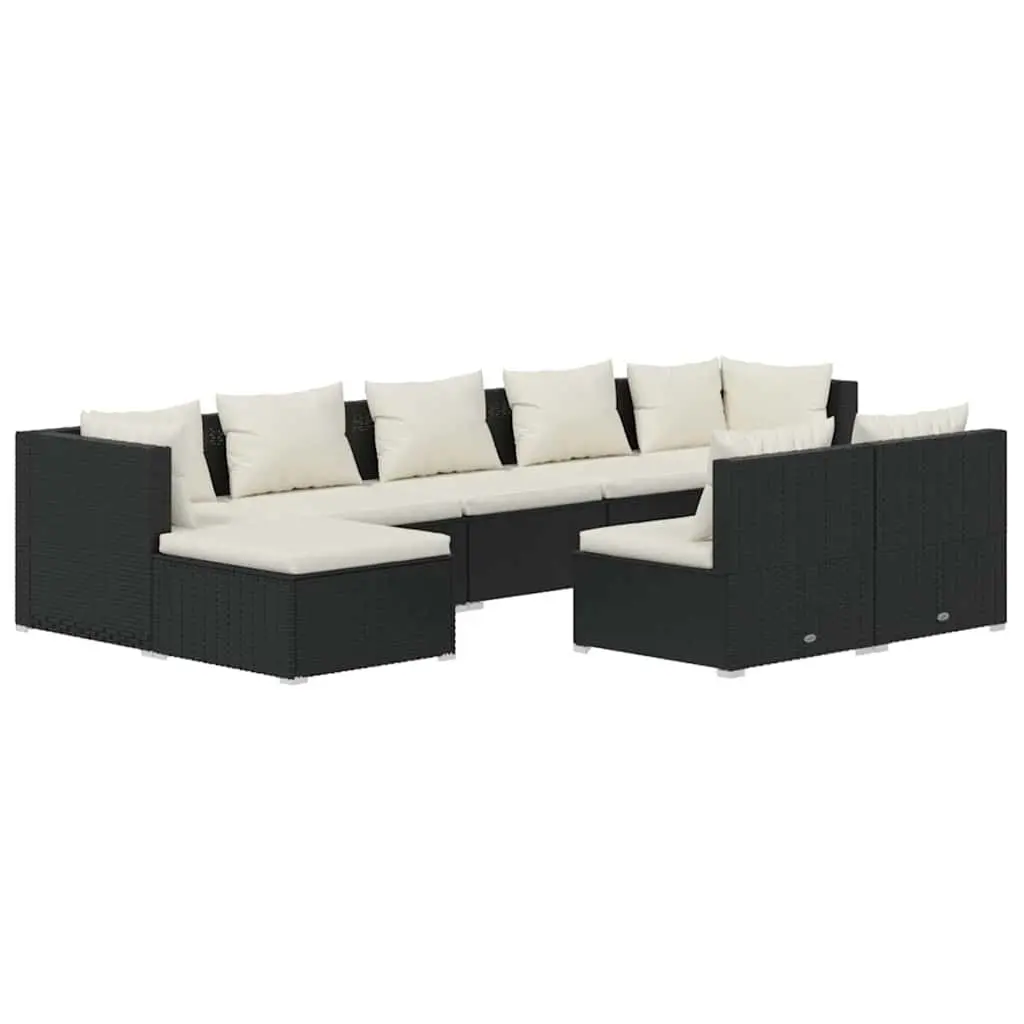 Garden Lounge Set 9 Piece Outdoor Patio Furniture Modular Black Rattan Sofa