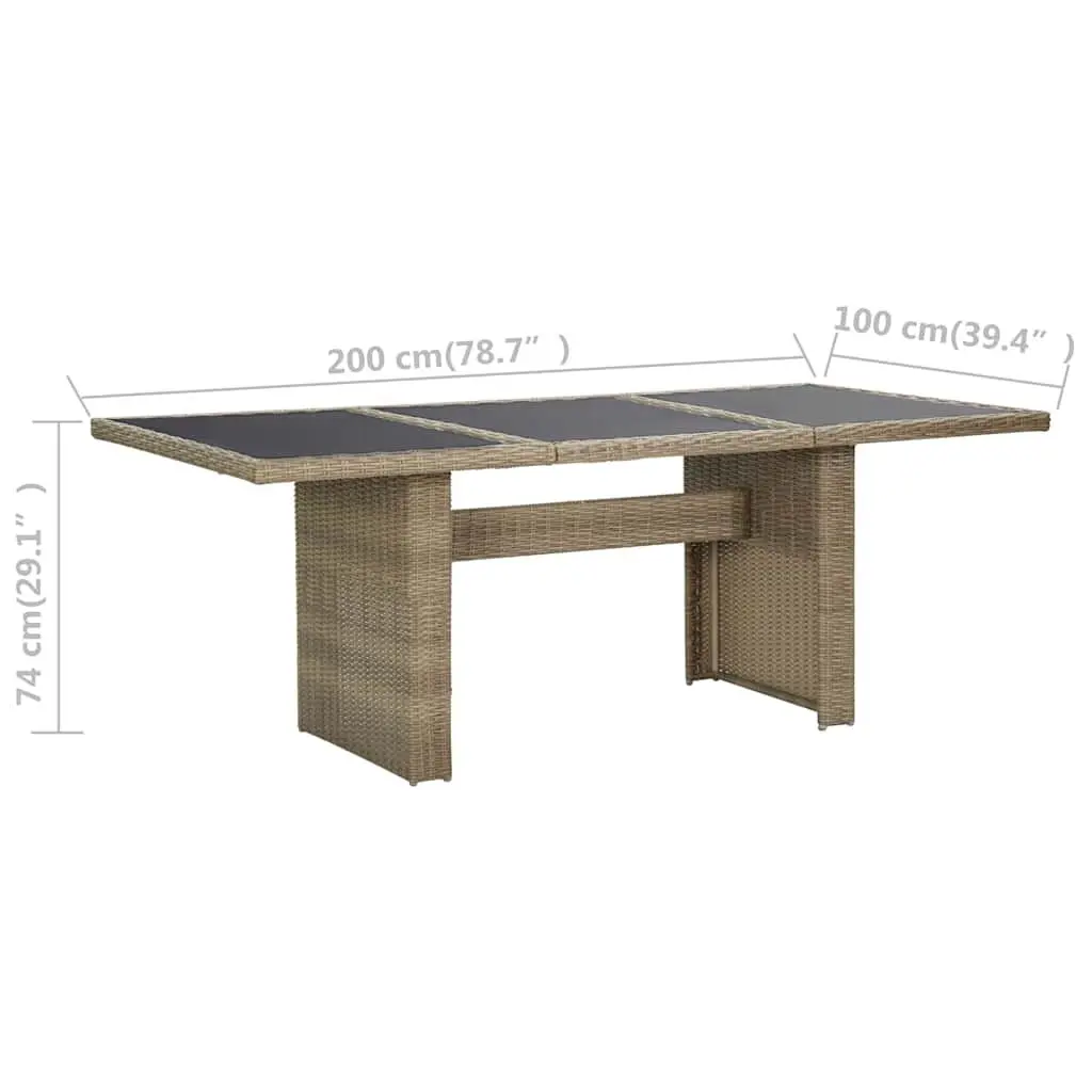Brown Glass Top Outdoor Dining Table
