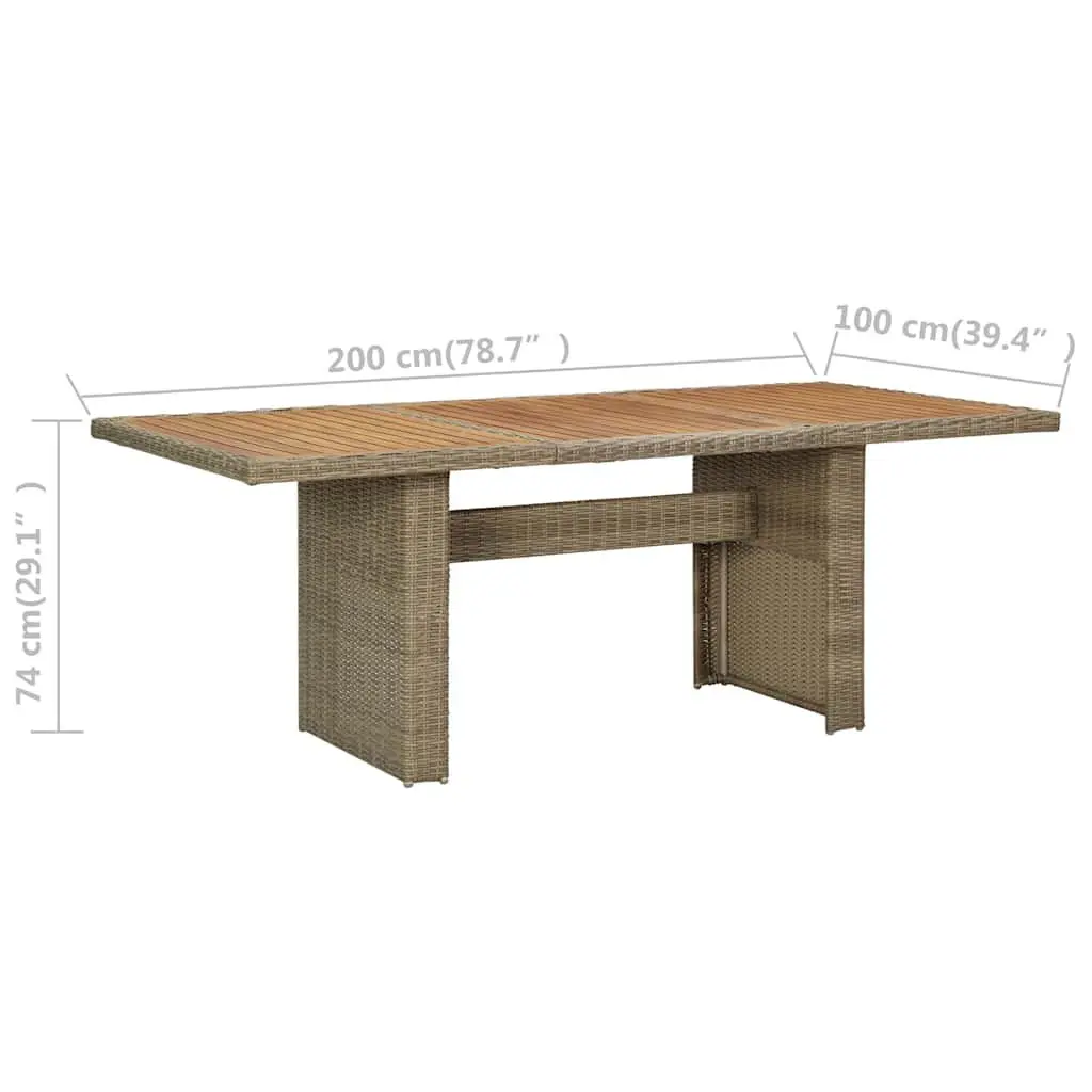Outdoor Dining Table Garden Patio Furniture 200x100x74cm Brown Rattan Style