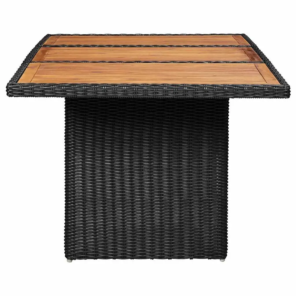 Black Outdoor Dining Table with Solid Acacia Top