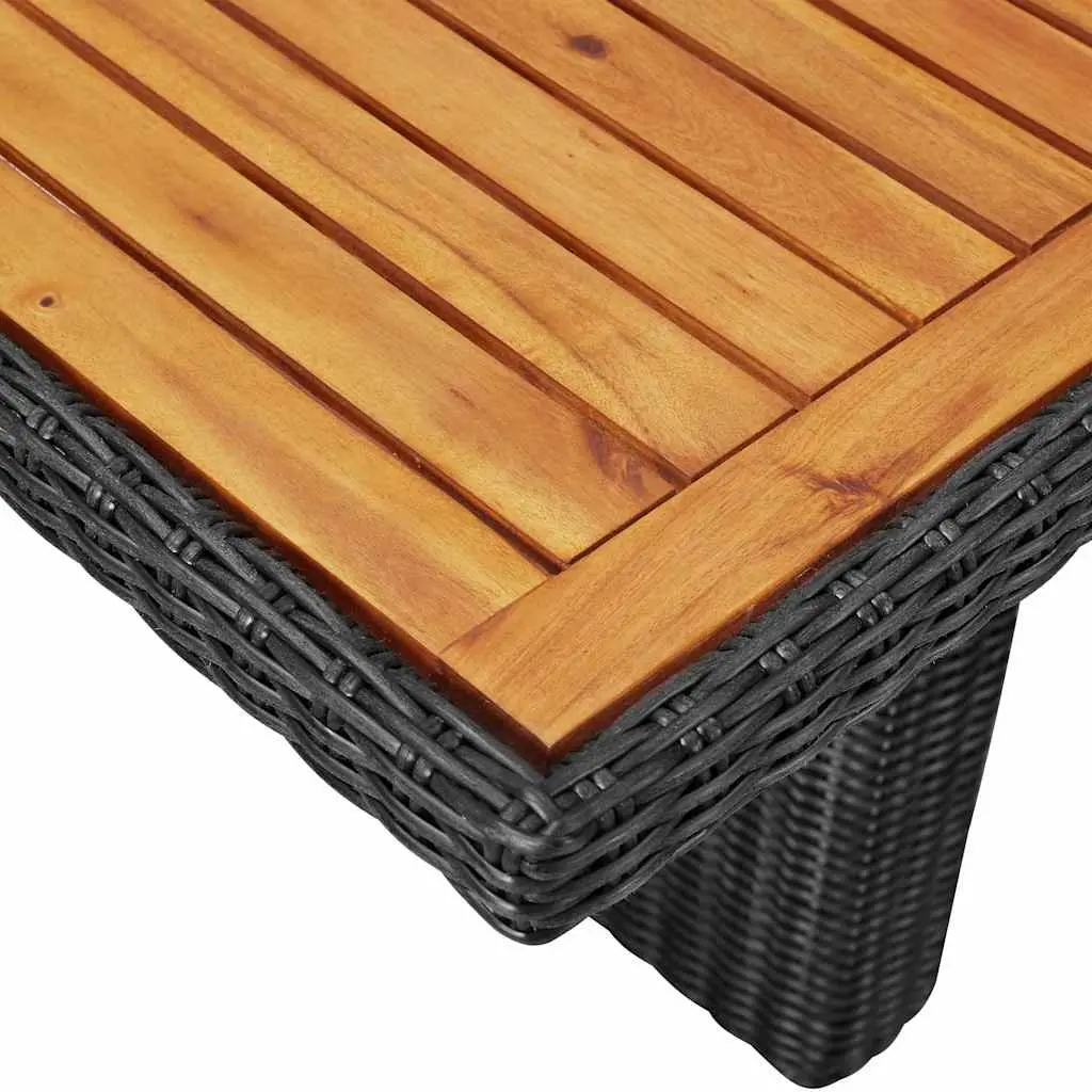 Black Outdoor Dining Table with Solid Acacia Top